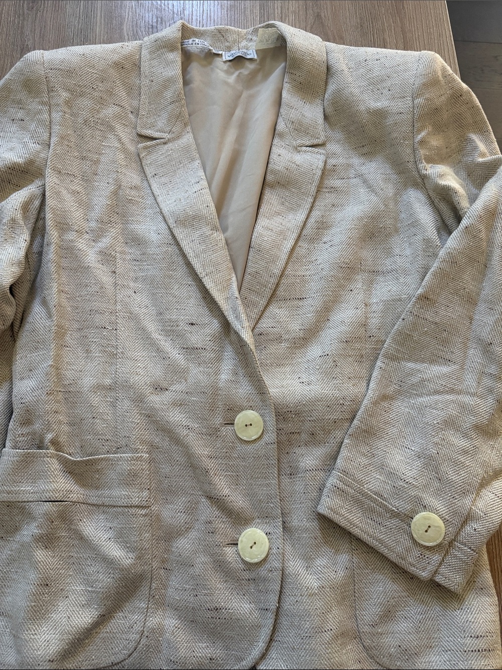 Valentino Beige herringbone Textured Women's Blazer, classic